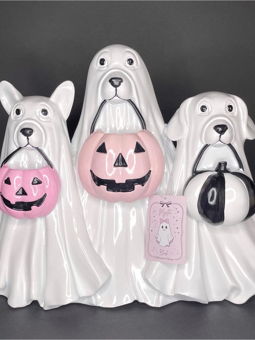 Mystic Blush Ghost Dog Trio Halloween Decor